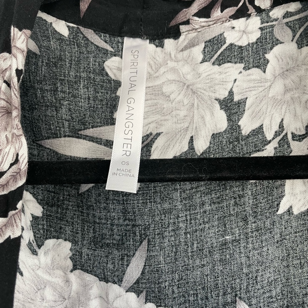 One size Spiritual Gangster black and floral Kimono type top